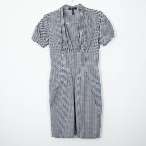 BCBGMaxAzria Checkered Gingham Short Sleeve Sheath Dress‎ Womens Size 4